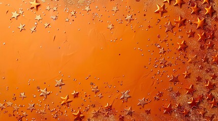 Wall Mural - Orange Background with Gold Stars.