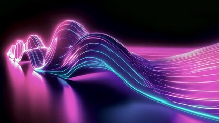 Poster - abstract background with glowing lines blue and violet