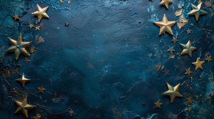Poster - Golden Stars on Blue Background.