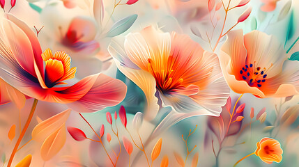 Canvas Print - Abstract Floral Art with Colorful Botanical Elements and Delicate Petals