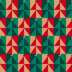 Geometrical abstract pine tree seamless pattern design for christmas holidays celebration.  