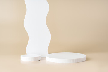 Poster - white abstract shapes on beige background