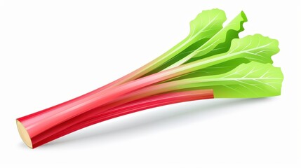 Wall Mural - Unique graphie illustrations of rhubarb and fresh vegetables, showcasing vibrant colors and details against a clean white background.
