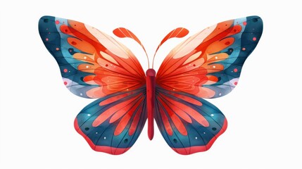 Sticker - A vibrant watercolor butterfly illustration with an isolated background, perfect for adding a touch of natures beauty.