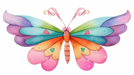 Wall Mural - A vibrant watercolor butterfly illustration with an isolated background, perfect for adding a touch of natures beauty.