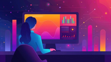 Poster - digital screen with charts and graphs of learner data, personalized recommendations and learning pat