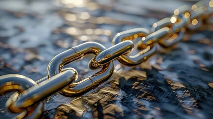 conceptual piece showing the resilience of capital markets, depicted as a strong, unbreakable chain made of gold and silver links