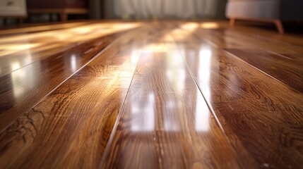 Wall Mural - Hardwood floors - low angle shot - polished shiny - low angle shot 