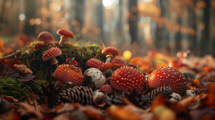 Canvas Print - Autumns bounty on a forest floor