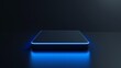 © NiponTK - Futuristic technology concept showing a glowing blue square platform on a dark background, representing innovation and advanced design.