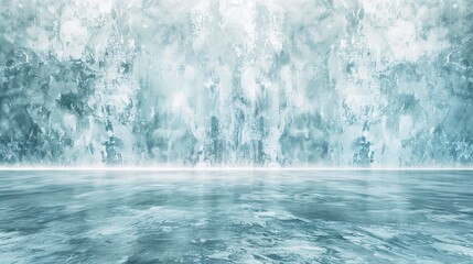 Sticker - ice wall and floor blurred texture empty light blue background winter interior room 3d illustration abstract graphic