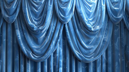 Sticker - Realistic colorful blue velvet curtain 