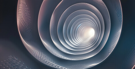 Poster - Futuristic Spiral Tunnel with Abstract Lighting, Metallic Patterns, and Infinite Depth Inspiration