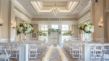 Canvas Print - Elegant wedding venue with a perfect backdrop for vows, complete with ample space for personalized touches. 