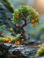 Wall Mural - orange tree with fruits