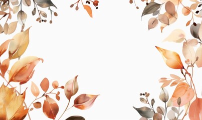 Wall Mural - Watercolor vector illustration of plants and leaves 