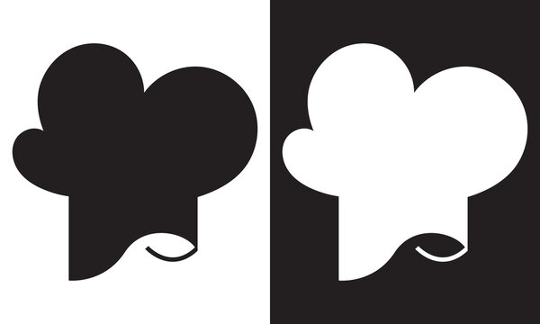 chef hat logo, collection chef icons silhouette. black and white vector  illustration.  isolated on white and black background. EPS 10