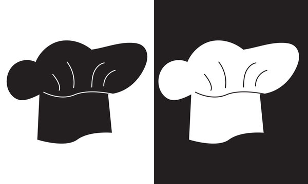 chef hat logo, collection chef icons silhouette. black and white vector  illustration.  isolated on white and black background. EPS 10