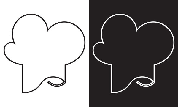 chef hat logo, collection chef icons silhouette. black and white vector  illustration.  isolated on white and black background. EPS 10