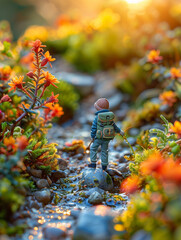 Canvas Print - child walking in forest