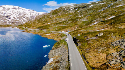 Wall Mural - Winding Road Through Norwegian Mountains, Strynefjellsvegen, Geiranger, Norway