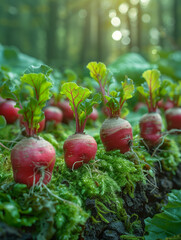 Wall Mural - red radish on the grass