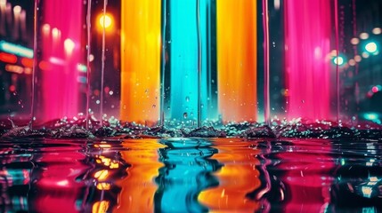 Canvas Print - A captivating image featuring colorful reflections on water