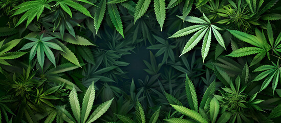 Wall Mural - Circular frame created using cannabis leaves for a unique copy space image Suitable for text placement with a hemp themed design perfect for medical marijuana related content