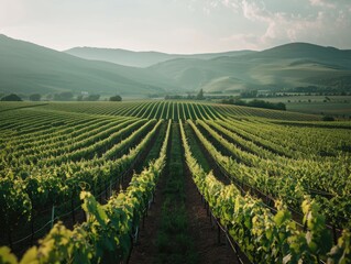 Canvas Print - Vineyard Field with Vines