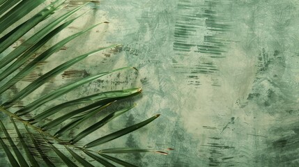 Canvas Print - Palm leaf texture, vintage green abstract background