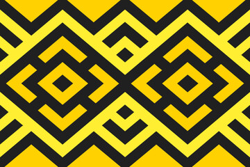 Wall Mural - Seamless geometric pattern. Black and yellow background. 