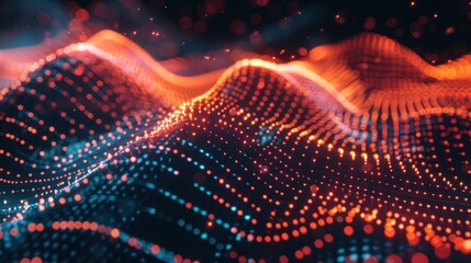 Poster - Abstract Digital Landscape with Glowing Particles