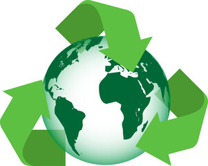 world and recycle arrow icon .green energy concept