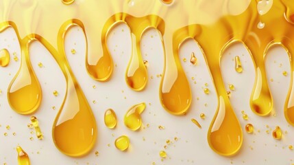 Poster - Yellow Liquid Drops on White Surface