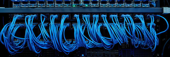 Poster - server rack with network wires elements