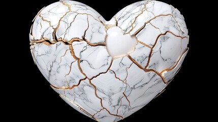  A heart-shaped object made of white and gold, with another heart-shaped object at its center