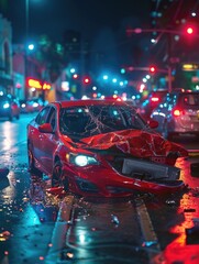 Canvas Print - Red Car Broken Down