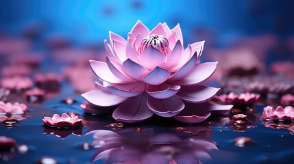 Wall Mural - beautiful lotus gracefully poised on dark backdrop