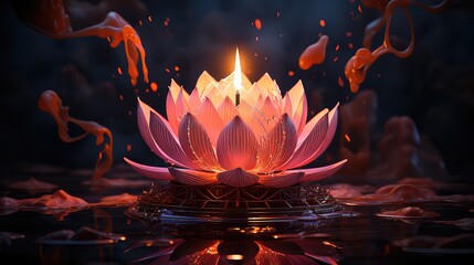 Poster - beautiful lotus gracefully poised on dark backdrop