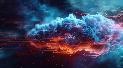 Poster - Cloud Computing Concept - Digital Network and Data Storage