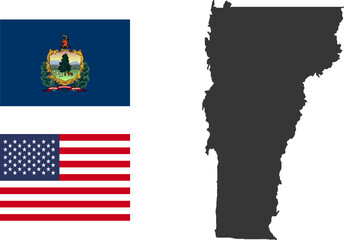 Sticker - Vermont state of USA. Vermont territory and flag. States of America territory on white background. Separate states. Vector illustration