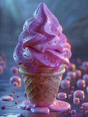 Poster - ice cream with berries