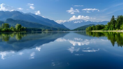 Wall Mural - serene mountain lake reflection