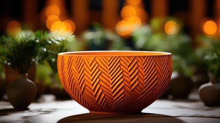 Wall Mural - empty Terracotta bowl with designing pattern