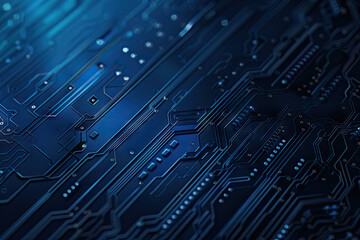 Poster - dark blue technology chip background with copy space