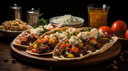 Poster - Free photo side view shawarma with fried potatoes