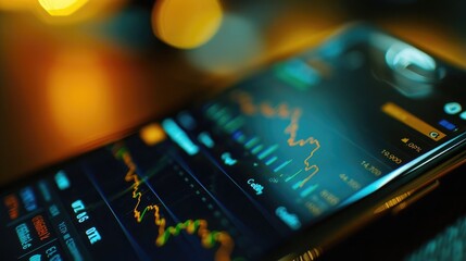 Poster - A close-up of a smartphone with a stock market app open.