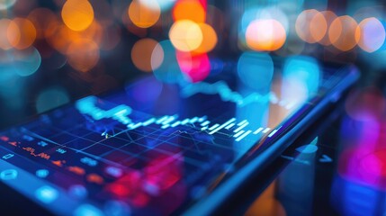 Poster - A close-up of a smartphone displaying stock market updates.