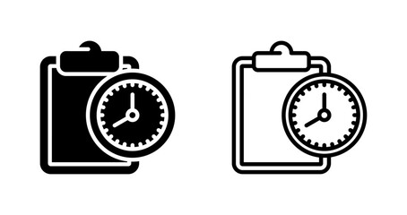 Wall Mural - Clipboard with clock Vector Icon