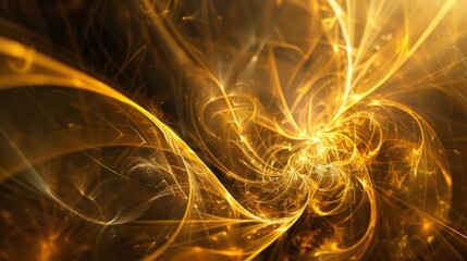 Sticker - Abstract Golden Fractal Background for Futuristic Presentation